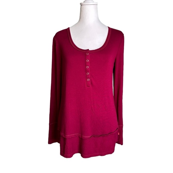 Josie Natori Button Front Chest Long sleeve Top size Small - Picture 1 of 17